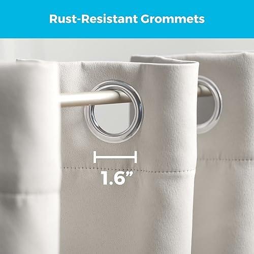 Miniatura 3 de Linenspa Juego de 2 paneles de cortinas opacas 85% - Cortinas blancas de 63 pulgadas de largo, aislamiento térmico, reducción de ruido, esenciales