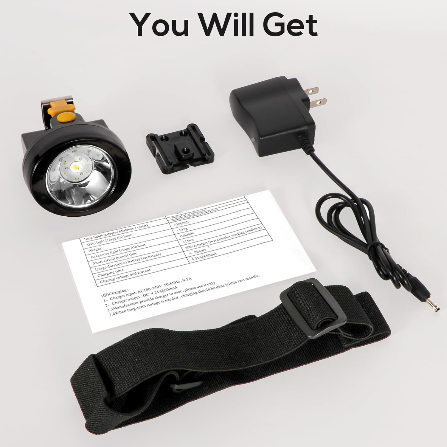 Rechargeable LED Mining Headlamp, Waterproof & Explosion-Proof Miner Light, High Brightness Headlight Flashlight for Camping, Night Running, Fishing, Hunting & Outdoor Work