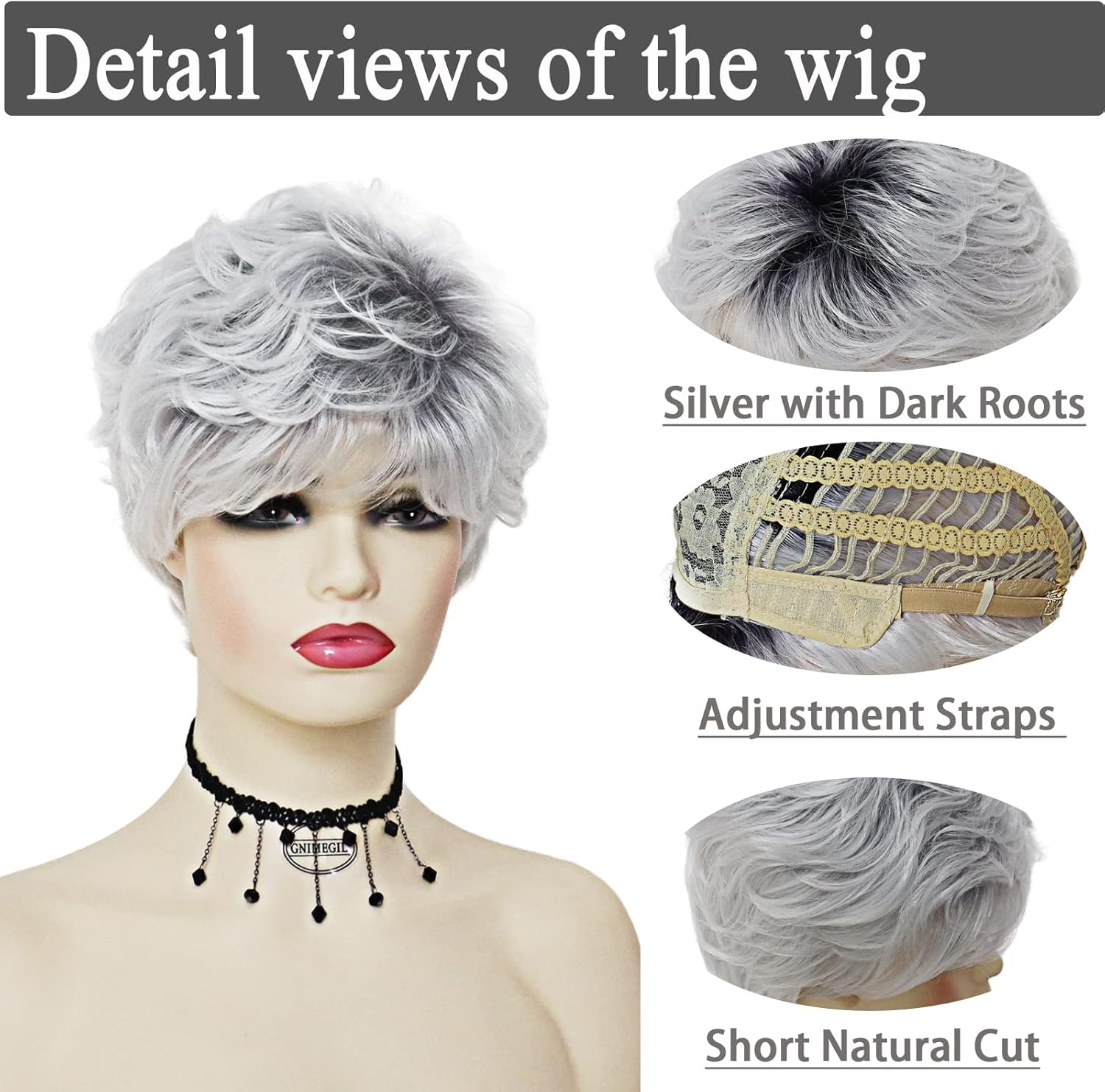 Silver Grey Hair Wig, for White Women Straight White Hair Wig/Long Life/Ready to Wear/Daily Use/Party Cosplay (Color : Auburn)