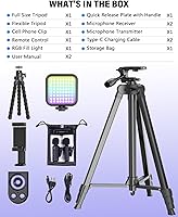 Vista 7 de Kit de inicio de YouTube para iPhone/Android, kit de inicio de YouTube con micrófono inalámbrico/trípode de cámara/trípode flexible/luz de relleno