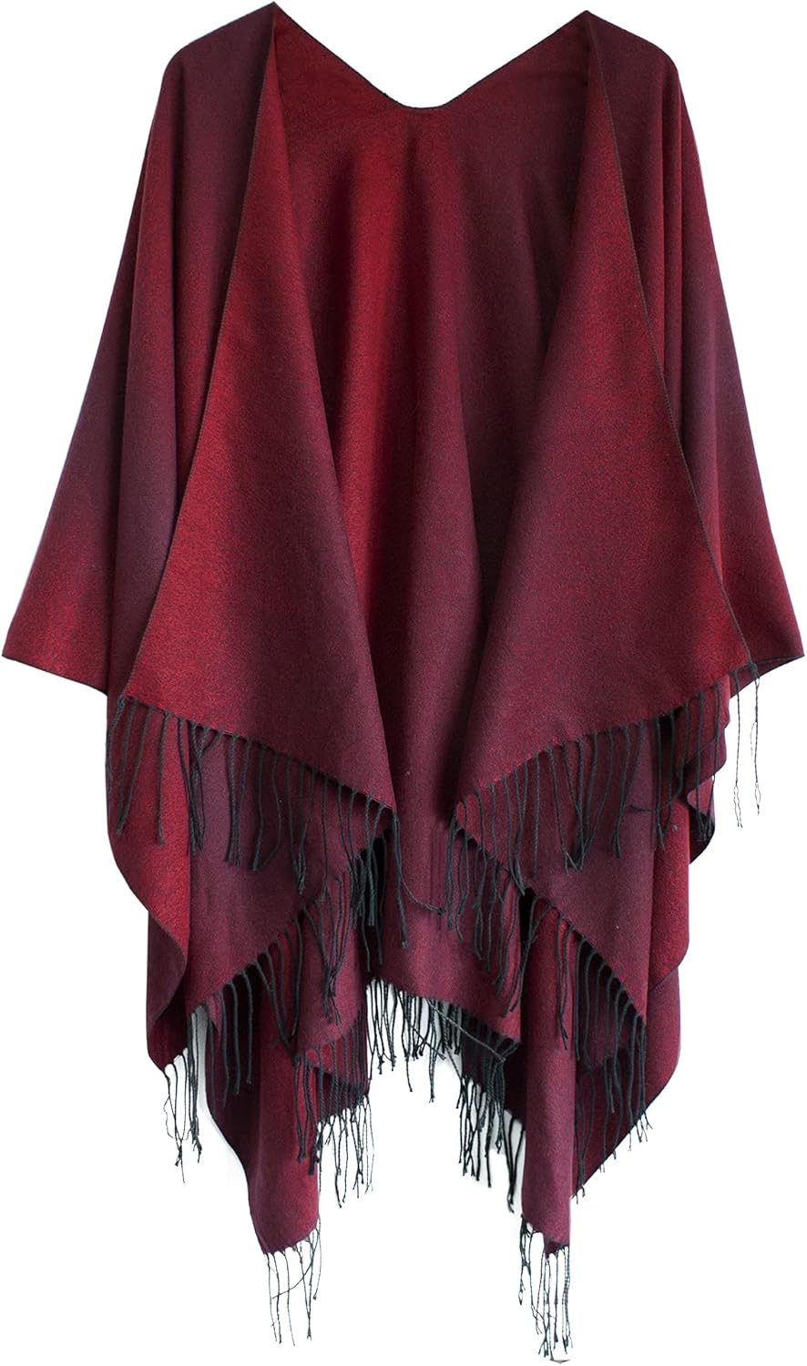Urban CoCo Women's Printed Tassel Open front Poncho Cape Cardigan Wrap Shawl
