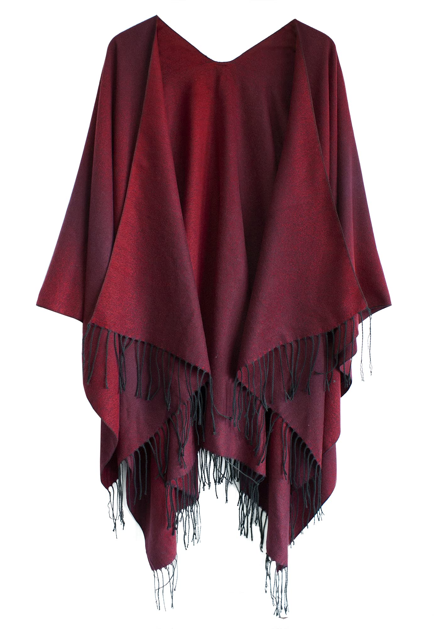 Urban CoCo Women's Printed Tassel Open front Poncho Cape Cardigan Wrap Shawl