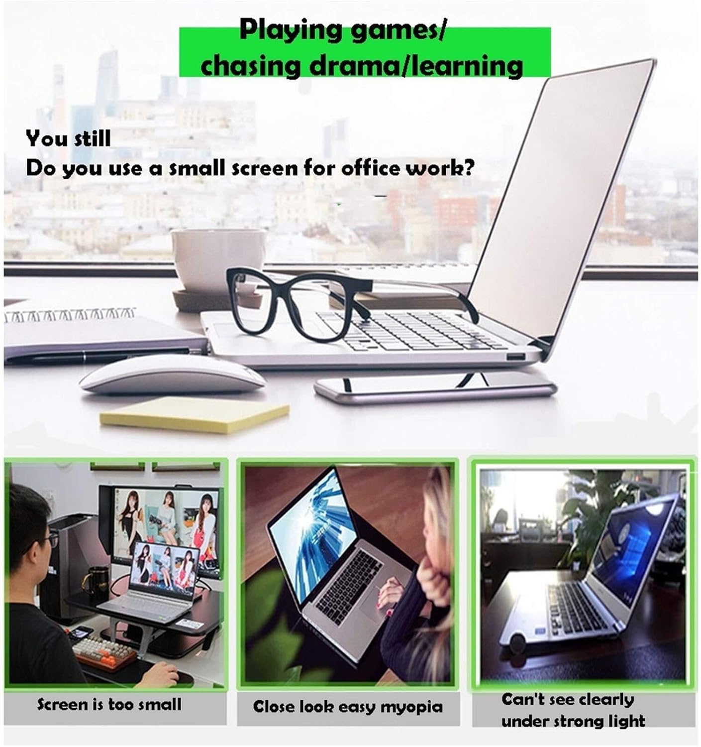 3D Computer Screen Enlarger, 3-4x Magnification, HD Amplifier for Movies, Videos, Gaming, Prevent Blue Light, Foldable Design Phones & Laptops