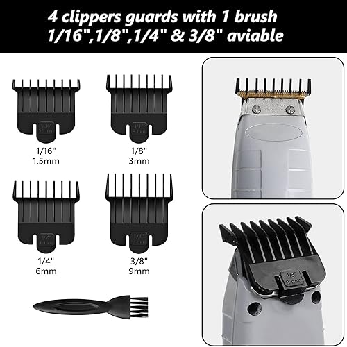 Miniatura 5 de Paquete de 2 cuchillas de contorno T para recortadora Andis T Outliner, cuchilla de repuesto GTX con cepillo, juego de cuchillas en T de acero con 4