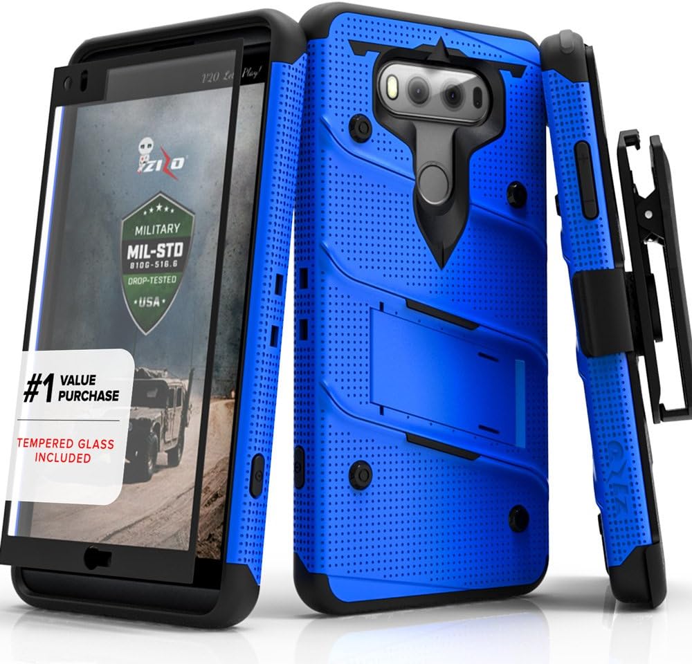 LG V20 Case, Zizo [Bolt Series] Free [LG V20 Screen Protector] Kickstand [12 ft. Military Grade Drop Tested] Holster Belt Clip - Case LG V20