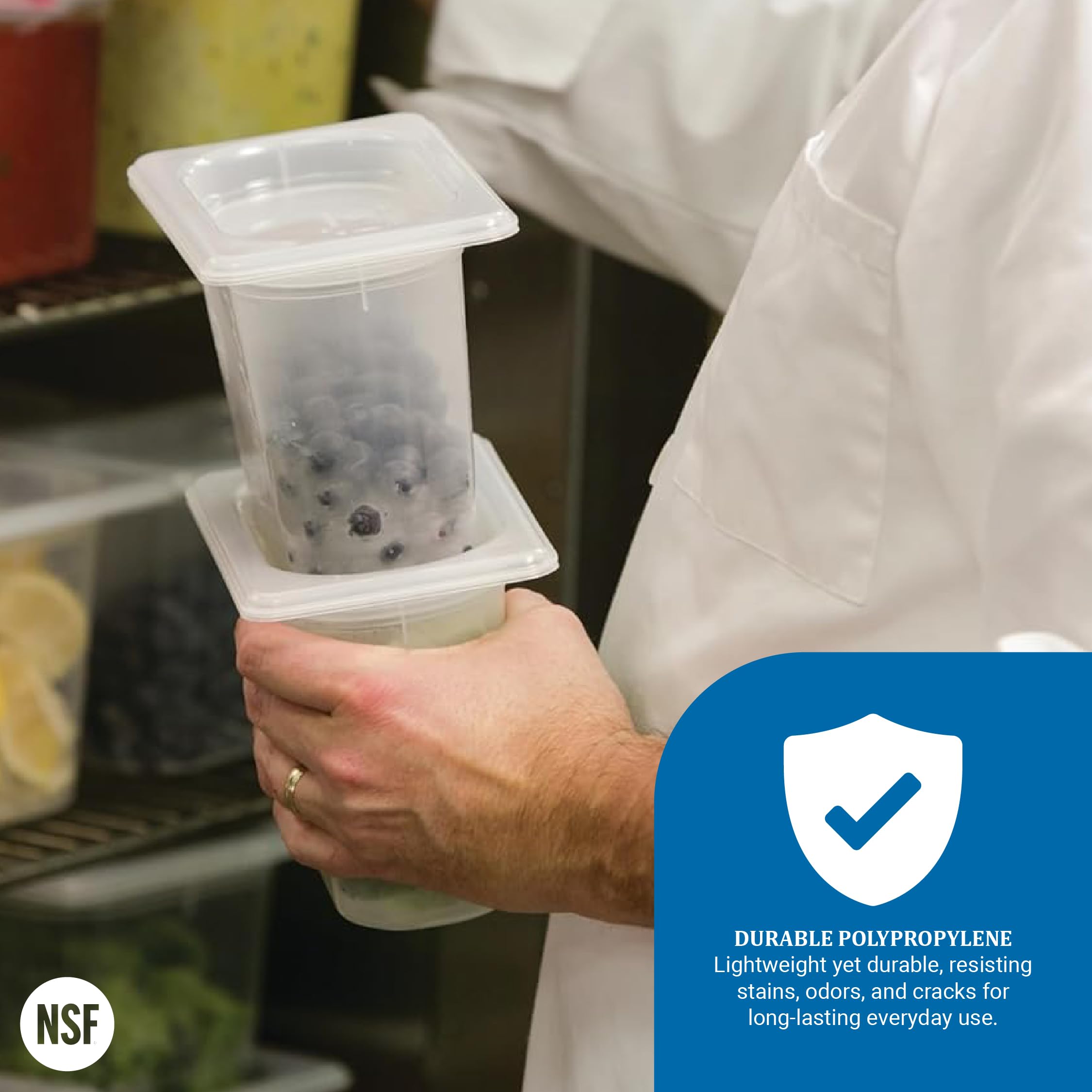 San Jamar mp19 modpans Polipropileno 1/9 sartén de alimentos con tapa, 384 mm de profundidad), 0,95 L de capacidad, transparente (12 unidades)