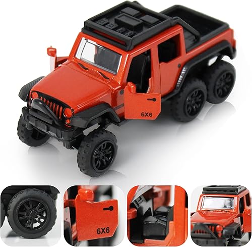 Miniatura 2 de KIDAMI Paquete de 4 camiones de juguete fundidos a presión, autos de juguete para tirar hacia atrás, puertas abiertas, juguetes de automóvil