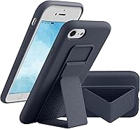 Vista 8 de Funda de silicona con soporte de LAUDTEC compatible con iPhone 7/8/SE, soporte de metal con soporte de pie vertical y horizontal, cubierta flexible