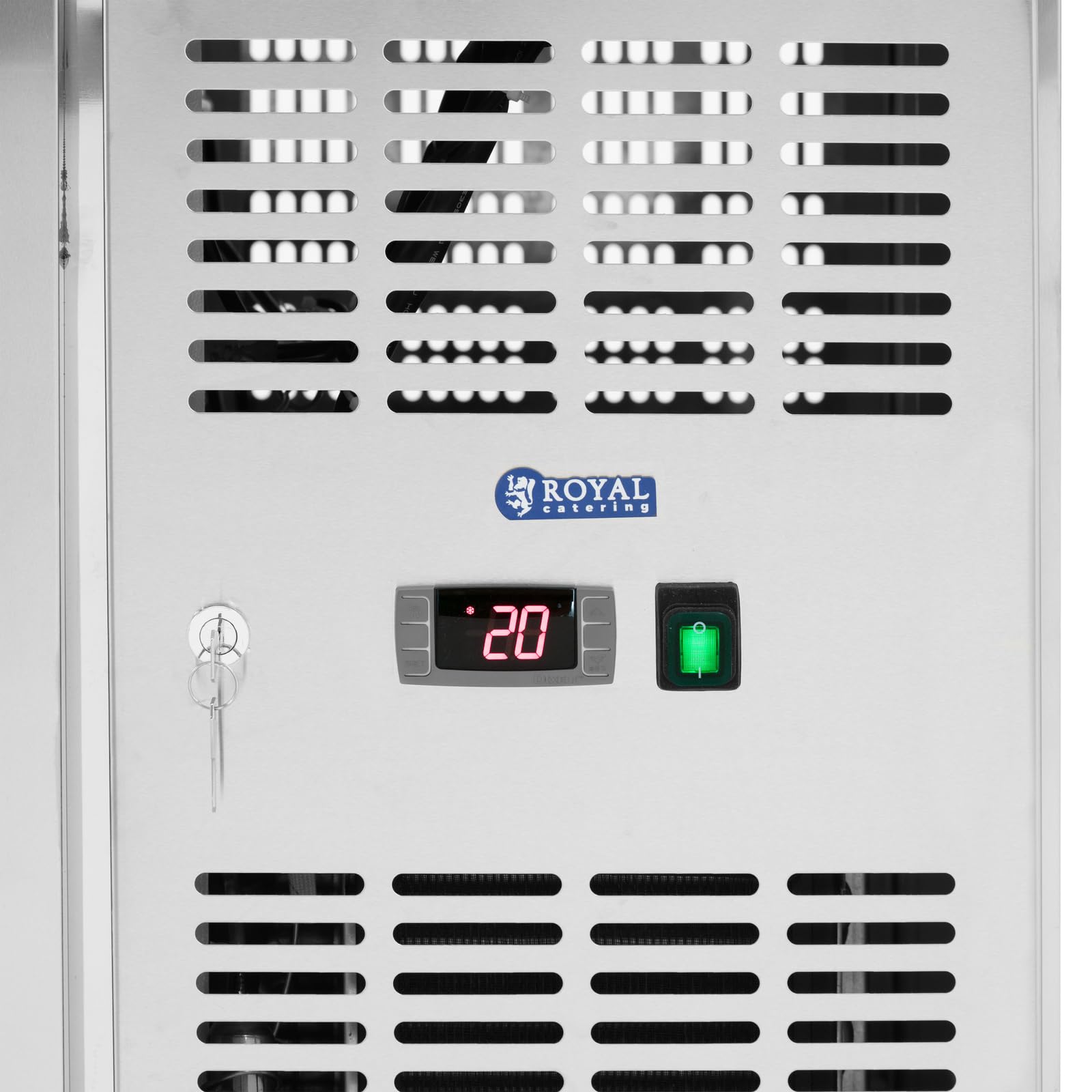 Royal Catering Mesa Refrigerada con Ruedas Volumen de 550 L 4 Compartimentos 223 x 70 cm - Clase B Antisalpique Acero Inoxidable Bajomostrador refrigerado Mostrador con refrigeración para hostelería