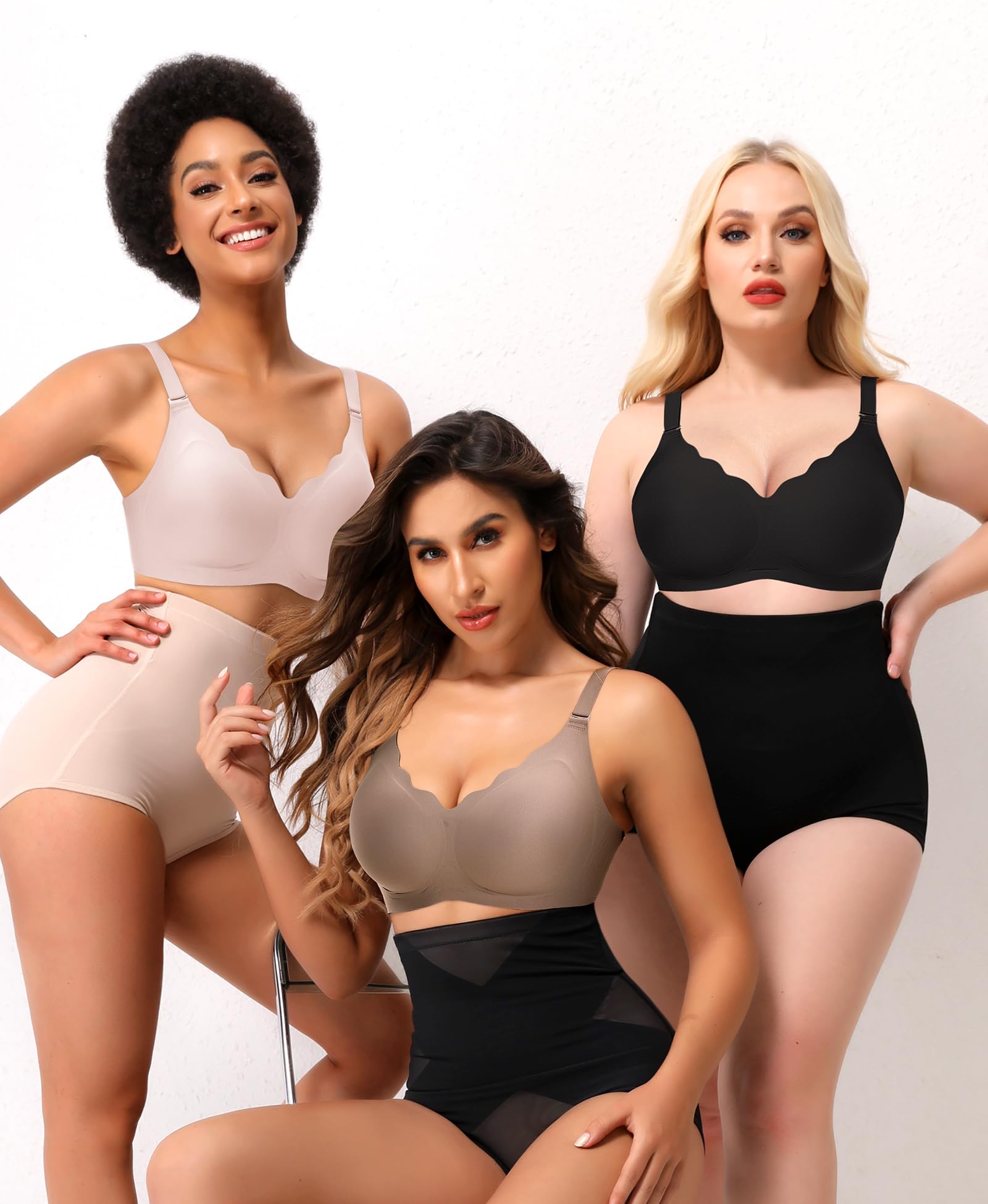 Ganado Sujetador sin Aros Mujer Sujetadores sin Costuras Push Up Comodos Bralette Cuello V con Relleno