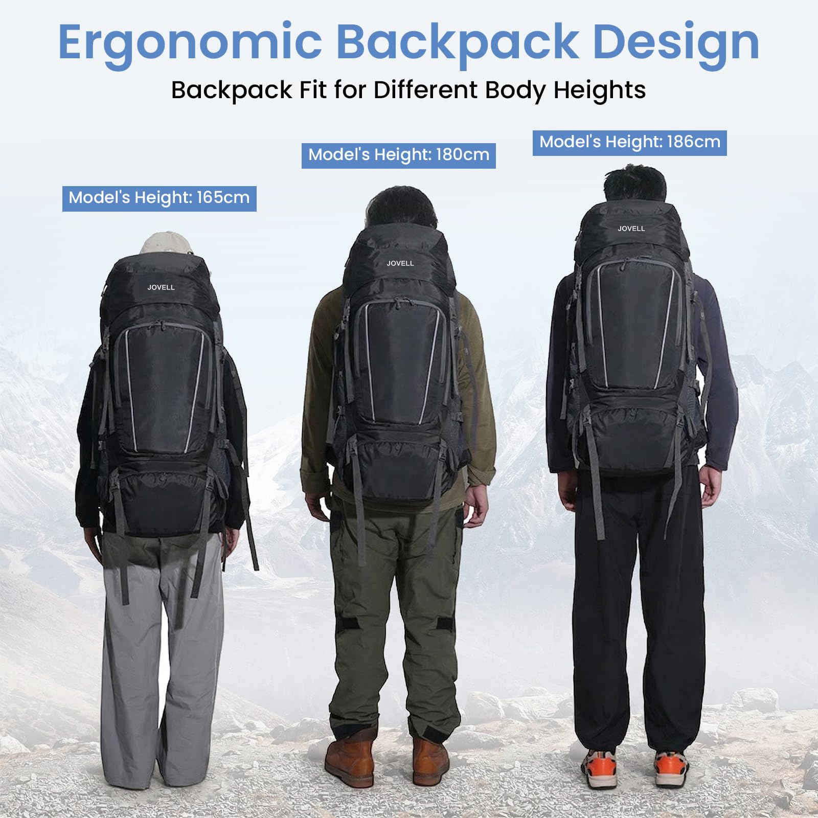 Sac à Dos de Randonnée 70L avec Couvre-pluie, Imperméable pour le Camping et le Voyage. Idéal pour les Sports Outdoor, l'Escalade, le Trekking et la Randonnée. Bagage Homme et Femme