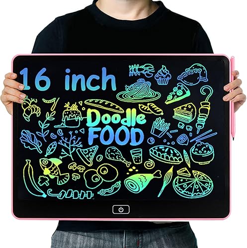 Tableta de escritura para niños, tablero de dibujo de 16 pulgadas, almohadillas de dibujo LCD borrables electrónicas, regalos educativos de Navidad