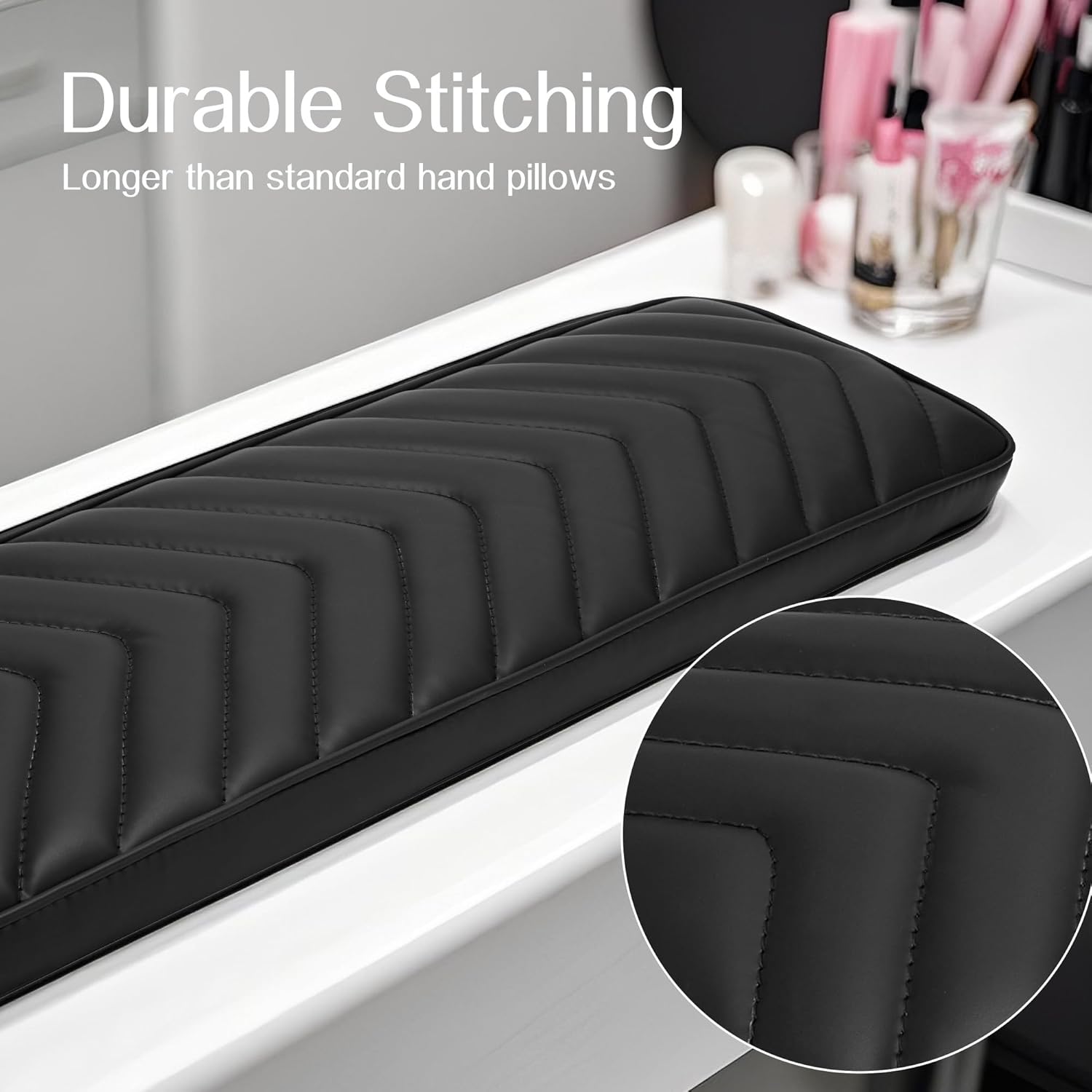 NOVAL Arm Rest Manicure Board for Pedicure Chairs - 9x27 Inch Luxurious PU Leather Hand Rest, Easy to Clean & Non-Slip, Salon-Ready Design for Long Hours Use (Black)