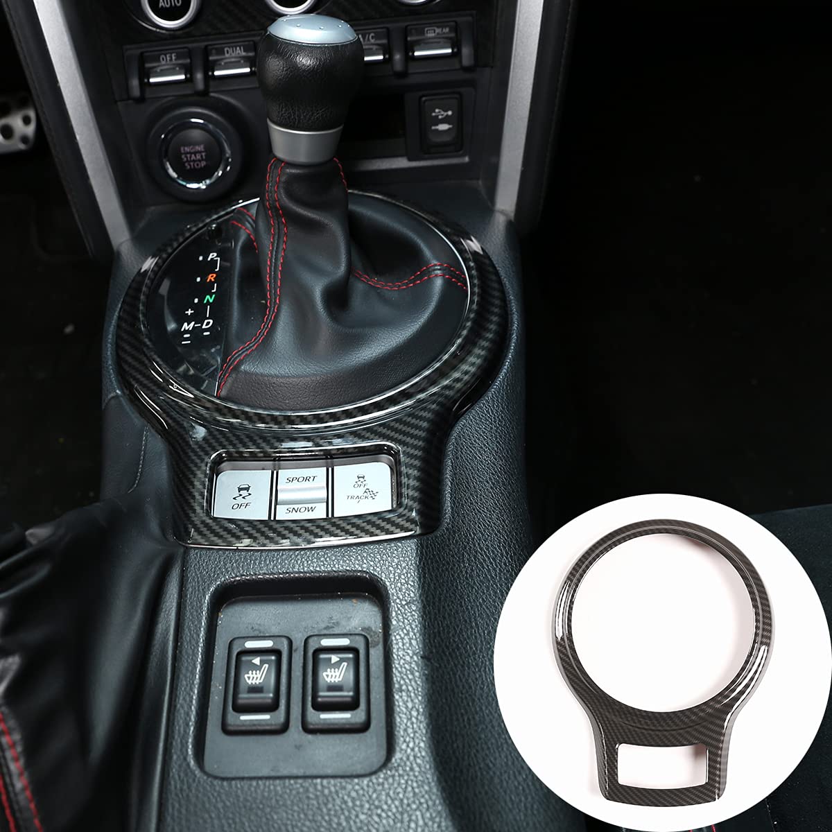 YUECHI for Toyota 86/Subaru BRZ 2012-2020 Style Center Console/air Conditioning Vent/Door/roof Reading Light Automotive Interior Decoration Accessories (Gearbox Gear Frame (Carbon Fiber Pattern))