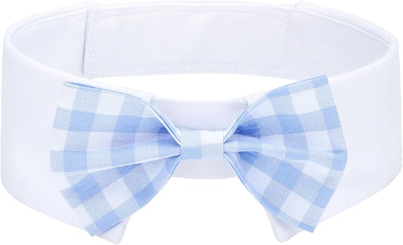 Gravata Borboleta Xadrez Azul-Clara para Cães Segarty com Fecho Ajustável, Tamanho Grande
