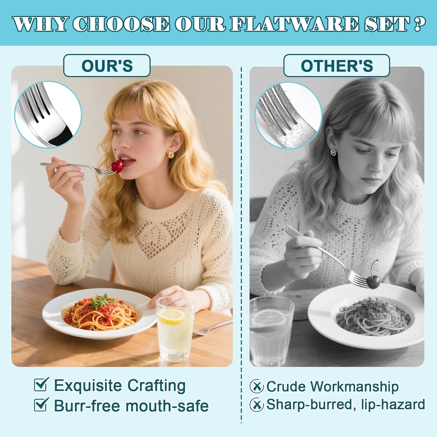 Bestdin 60 PCS Silverware Sets - Mirror Polished Flatware Set for 12, Including Knives, Spoons and Forks, Cutlery Set, Dishwasher Safe & Stainless Steel Silverware for Wedding Gift, Home & Party Use