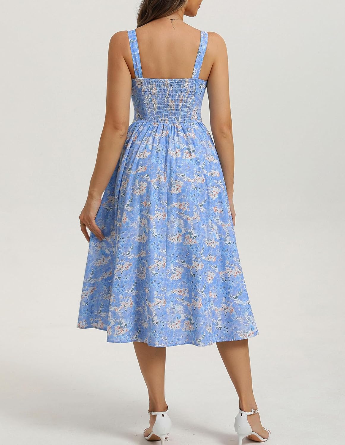 Belle Poque 2026 Summer Floral Dress for Women Sleeveless A-line Sundress Elegant Midi Flowy Beach Dress with Pockets - Image 2