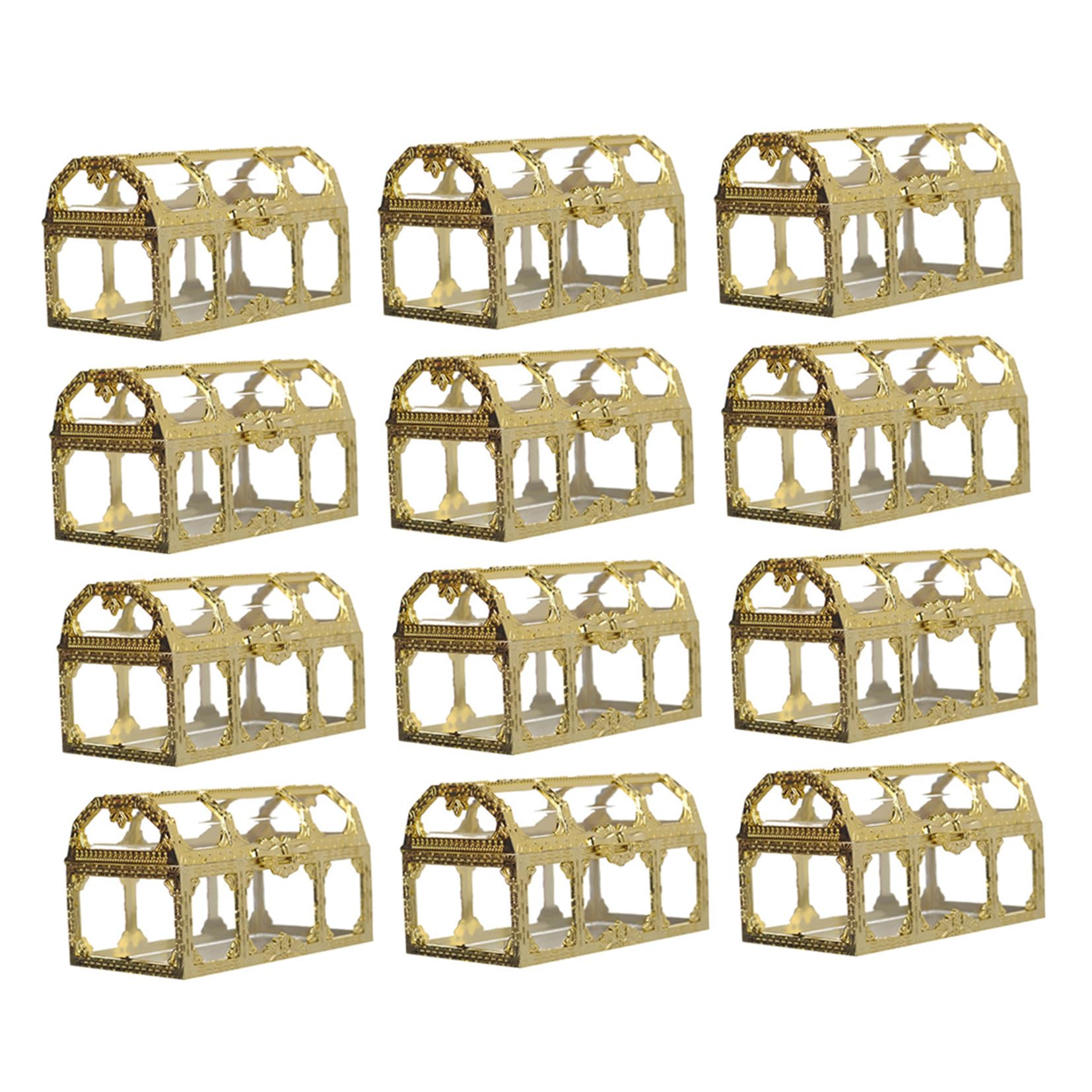 Abaodam Scatola Portaconfetti Treasure Chest 12 Pezzi Plastica Oro