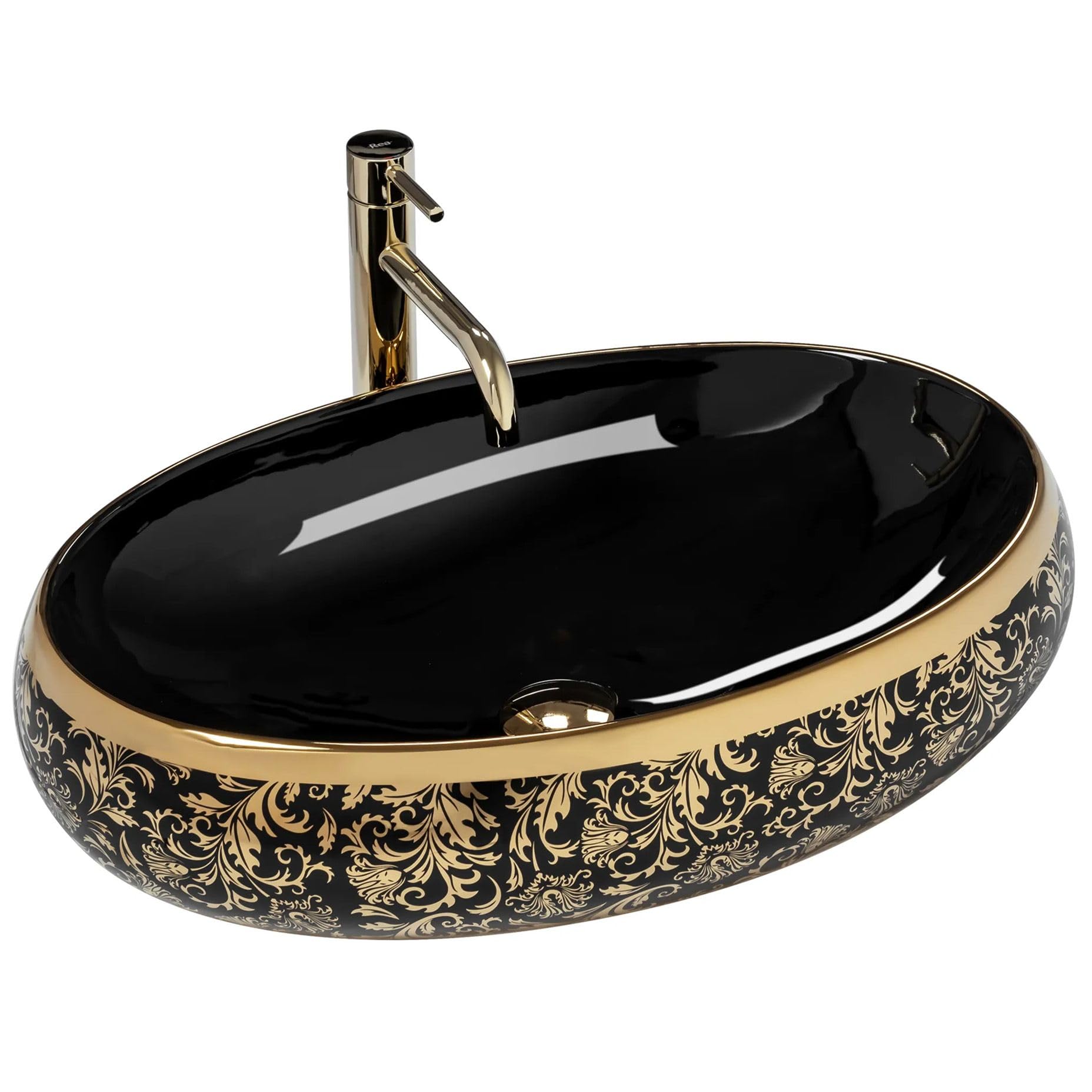 Rea Bathroom Sink Made of Ceramic Meryl Black - Black/Gold - REA-U8811 — image 1