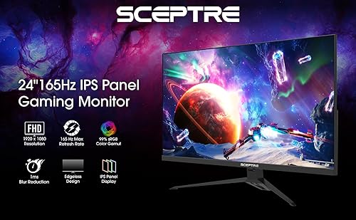 Miniatura 6 de Sceptre Monitor para juegos IPS de 24 pulgadas, 165 Hz, 144 Hz, Full HD (1920 x 1080), FreeSync Eye Care FPS RTS DisplayPort HDMI Altavoces
