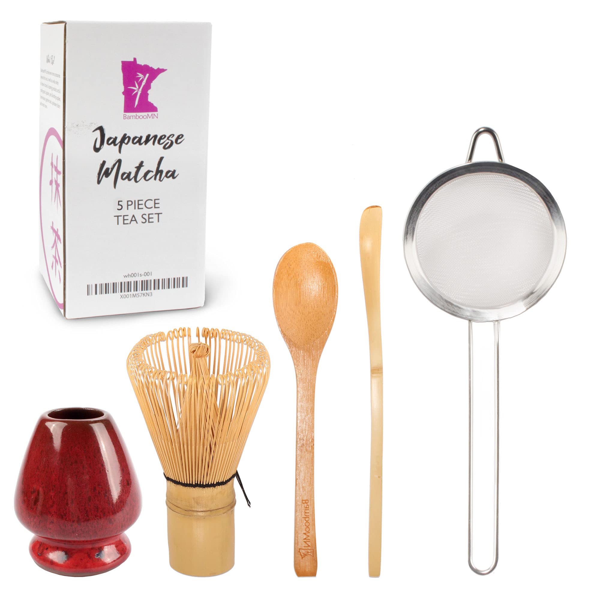 Set fouet à thé vert matcha BambooMN en bambou | Accessoires pour mousse de thé traditionnelle
