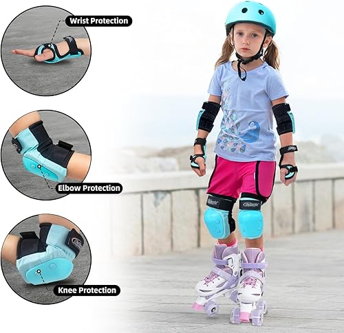 Miniatura 13 de Nattork Rodilleras para niños y jóvenes, rodilleras y coderas con muñequeras 6 en 1, juego de equipo de protección para monopatín, patines en línea