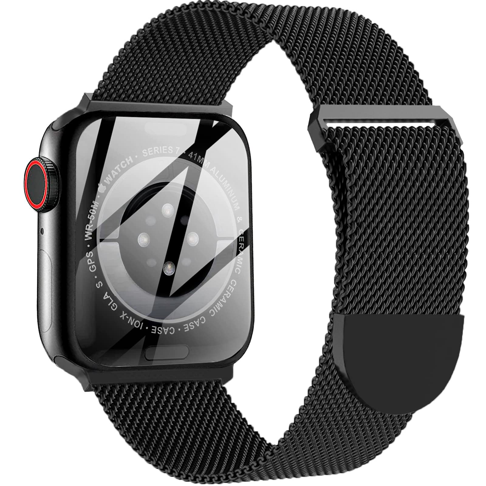 milanese loop correa apple watch metal Metal Milanese Loop Band Compatible with Apple Watch Band 38mm 40mm 41mm  for Women Men, Stainless Steel Mesh Magnetic Strap for iWatch Series