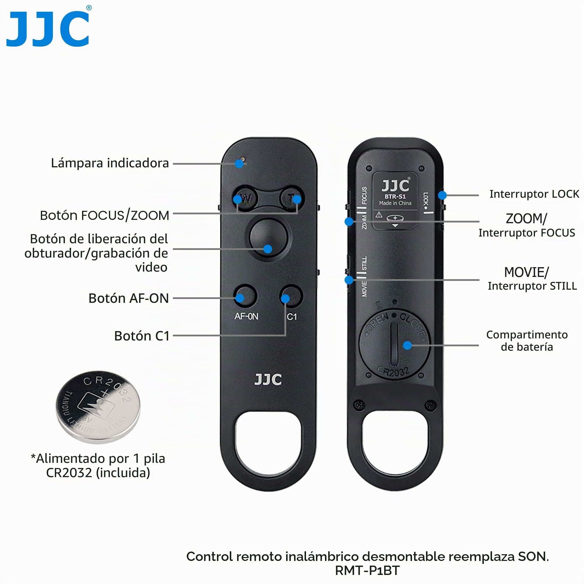 JJC Estabilizador para Cámaras Agarre con Mando a Distancia Selfies Vloger Compatible con Sony ZV-E10 ZV-1 ZV-1F A6600 A6400 A6100 A7C A7SIII A7III A7RIII A7RIV A7RV RX0II RX100VII Sustituye GP-VPT2BT | Para Sony ZV-E1 ZV-E10 ZV-1 ZV-1F RX1R III A6100 RX1