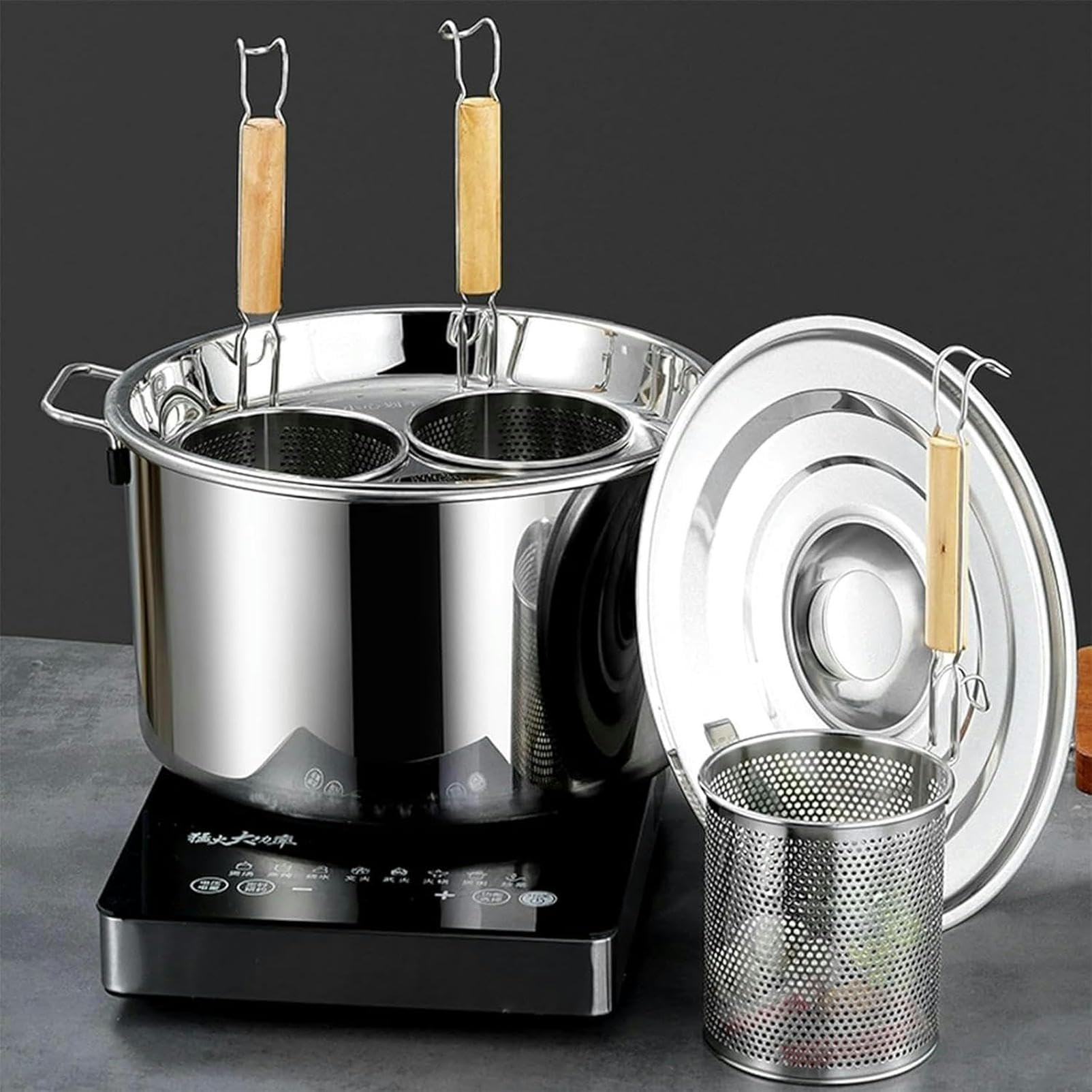 Juego de Utensilios de Cocina de Acero Inoxidable para cocinar Pasta con 4 Agujeros y 4 coladores, Ideal para el hogar, la Cocina y el Restaurante.