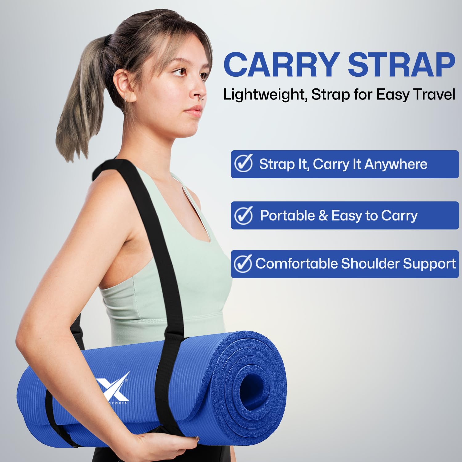 Xn8 Sports Yoga mat 10mm & 15mm Thick NBR Exercise Mat - Non-Tearable Pilates Mat with Extra Carry Strap - Yoga Mats for Women Men for Aerobics Lunges Planks Indoor & Outdoor 61Lx20Wx1.5 & 1Th - Image 8