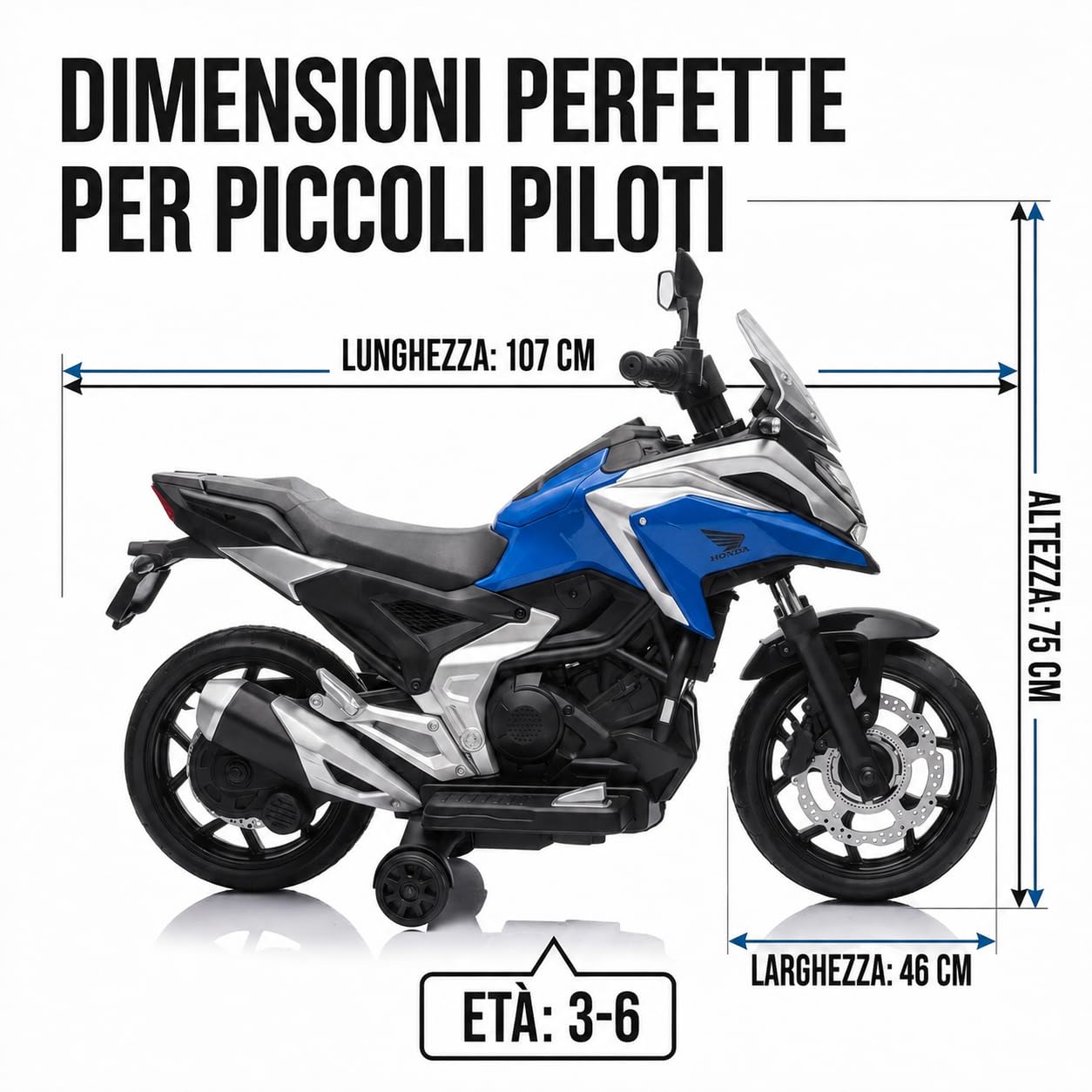 Honda NC750X 12V Moto Elettrica Bambini 3-6 Anni con Licenza Ufficiale, Fari LED, MP3 USB