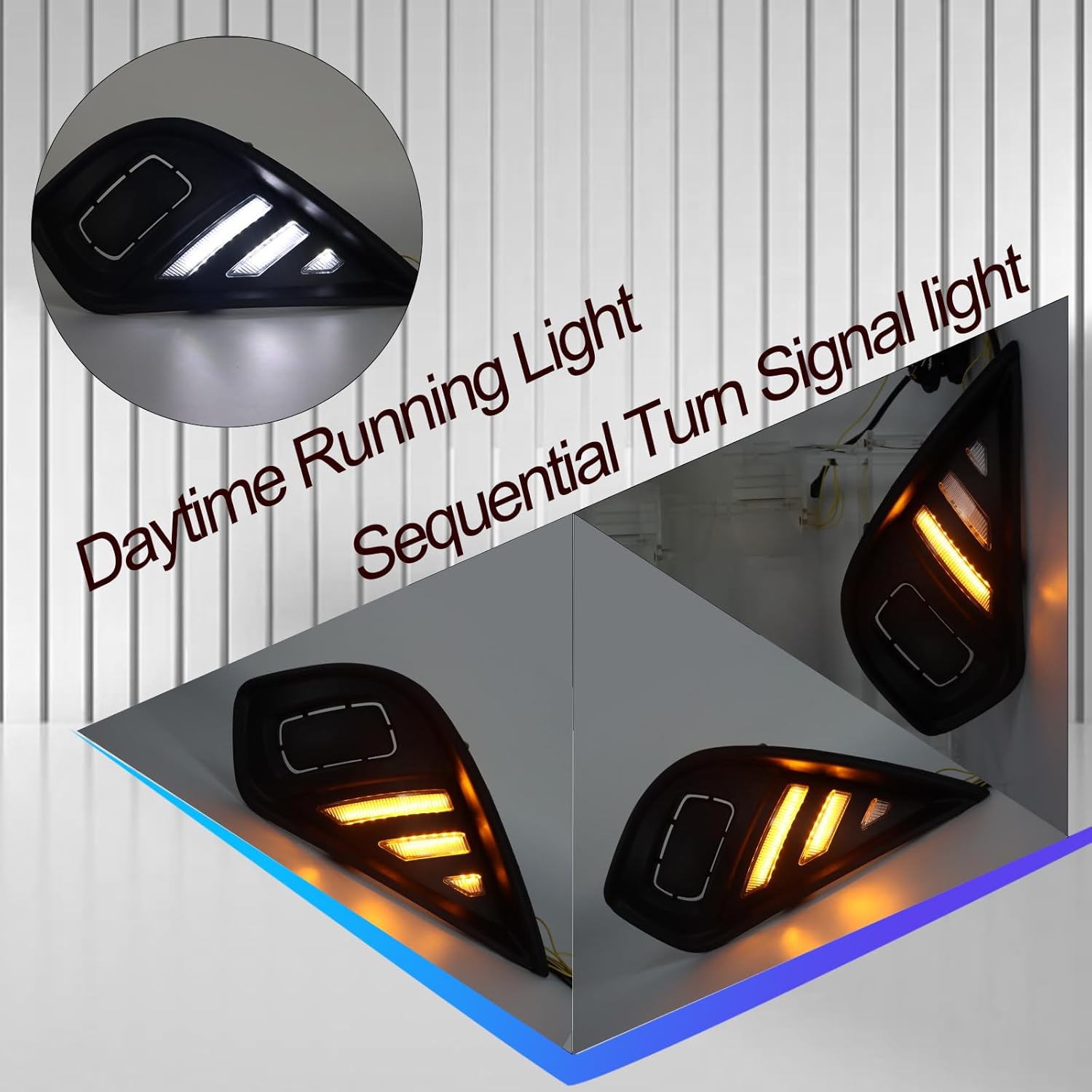 2PCs LED Front Bumper Fog Lights Compatible with 2020-2023 Toyota Highlander White DRL Amber Dynamic Turn Signal Lamps
