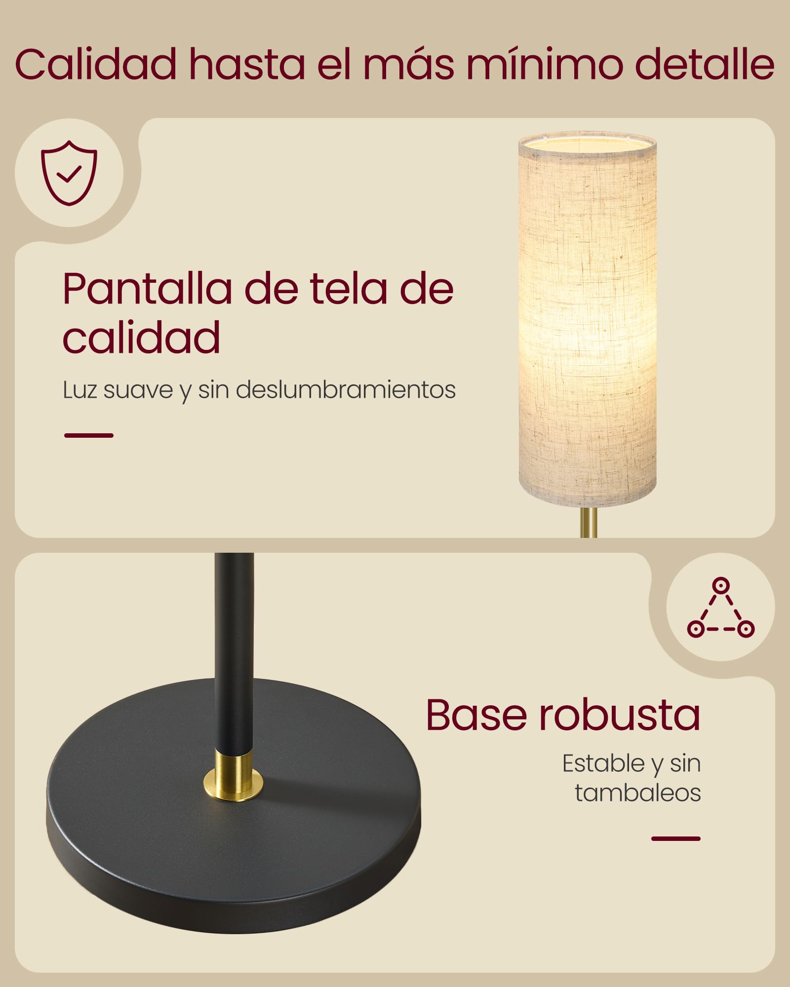 VASAGLE Lámpara de Pie, Lámpara de Lectura Regulable en Altura, 148-178 cm de Altura, Interruptor de Pedal, Pantalla Larga de Tela, Casquillo E27, Negro Tinta LFL022BD02