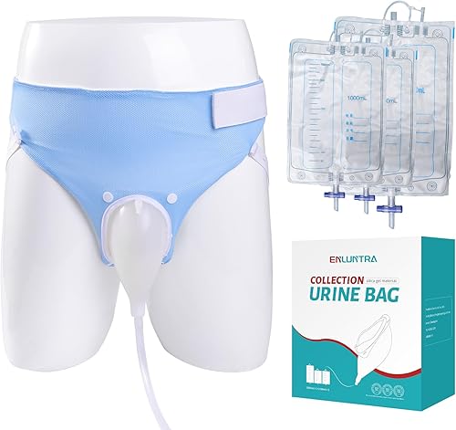 Bolsa de drenaje urinario portátil para hombres (67.6 fl oz x 1 + 33.8 fl oz x 2), bolsa de recolección de orina reutilizable, sistema de bolsa de