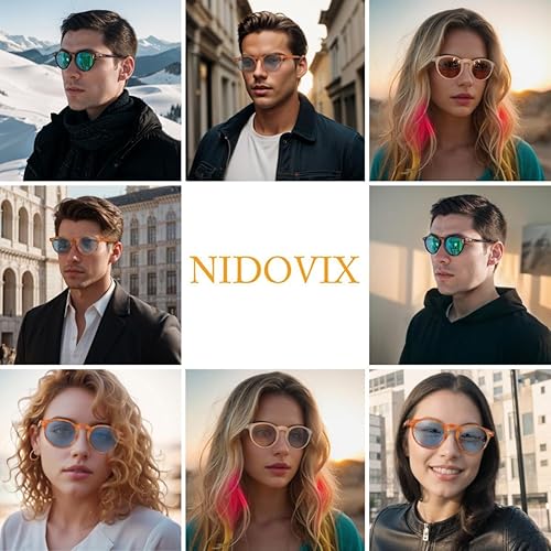 Miniatura 5 de NIDOVIX Gafas de sol polarizadas vintage para hombres y mujeres gafas redondas retro clásicas de moda protección UV400