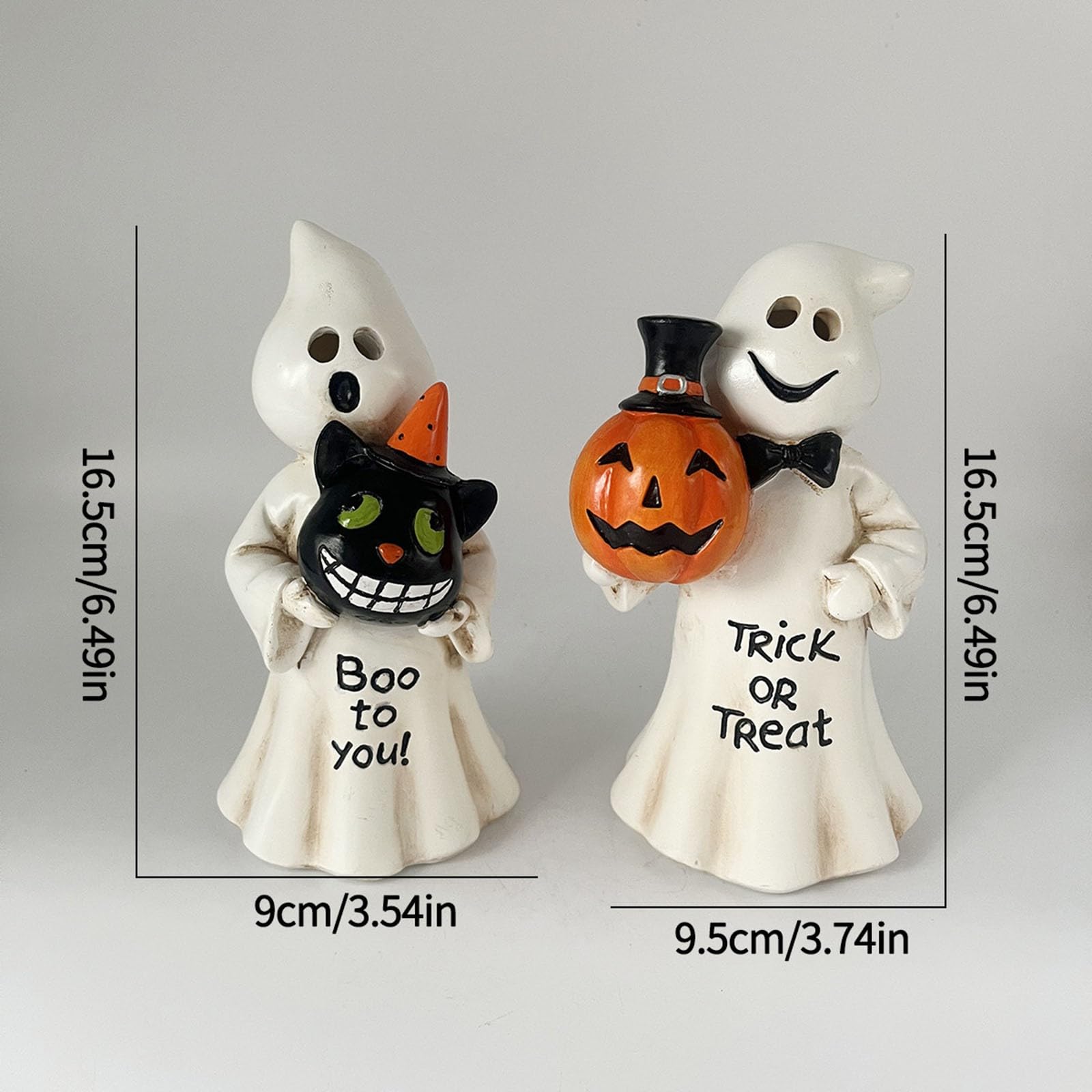 Entzückende Figur Niedliche Statue Halloween Statue Freundliche Deko Harzstatue Lustige Figur Harz für Tisch, Garten Party Dekoration Ornament, Wohnzimmer, Tischdeko (B, One Size)