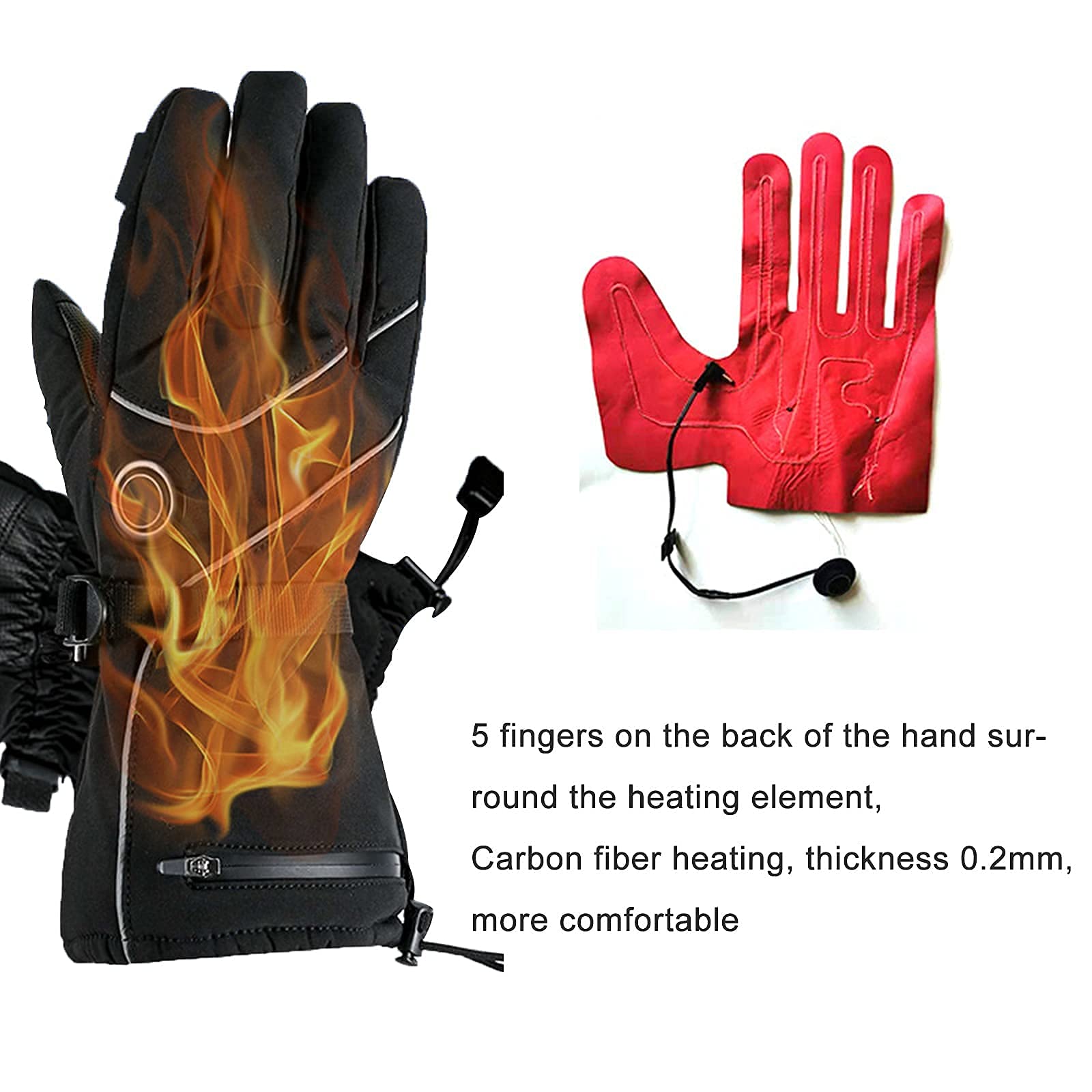 Guantes térmicos Recargables de 4000 mAh, Guantes térmicos de Invierno al Aire Libre para Hombres y Mujeres, Impermeables a Prueba de Viento, para Senderismo Unisex, esquí (Color: