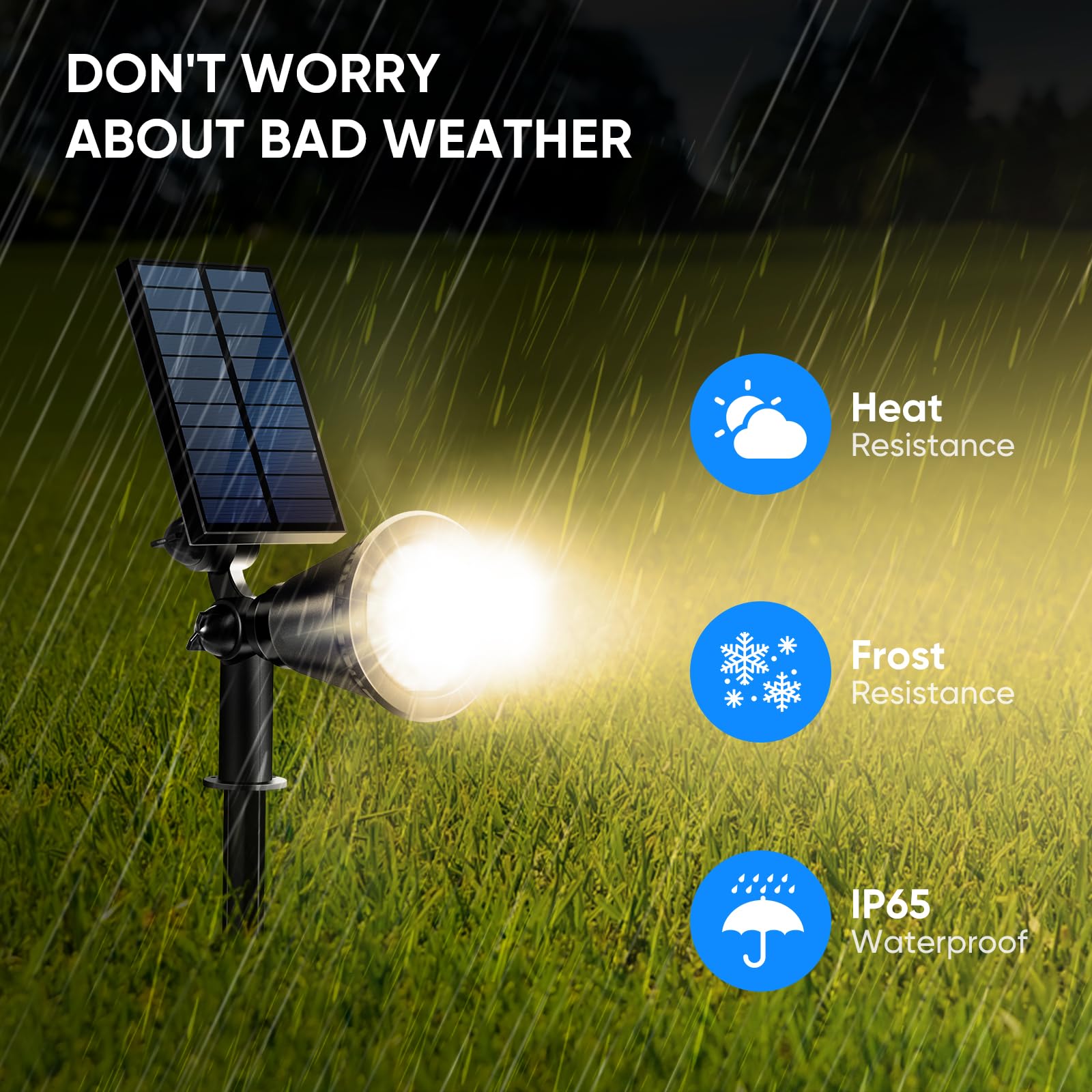 KEV Solar-Strahler für den Außenbereich, 800 Lumen, 4 Stück, 18 LEDs, Solar-Flutlichter mit 2 Modi, verstellbar, IPX65 wasserdicht, Solarstrahler für Auffahrt, Hinterhof, Terrasse, Landschaft, Baum,