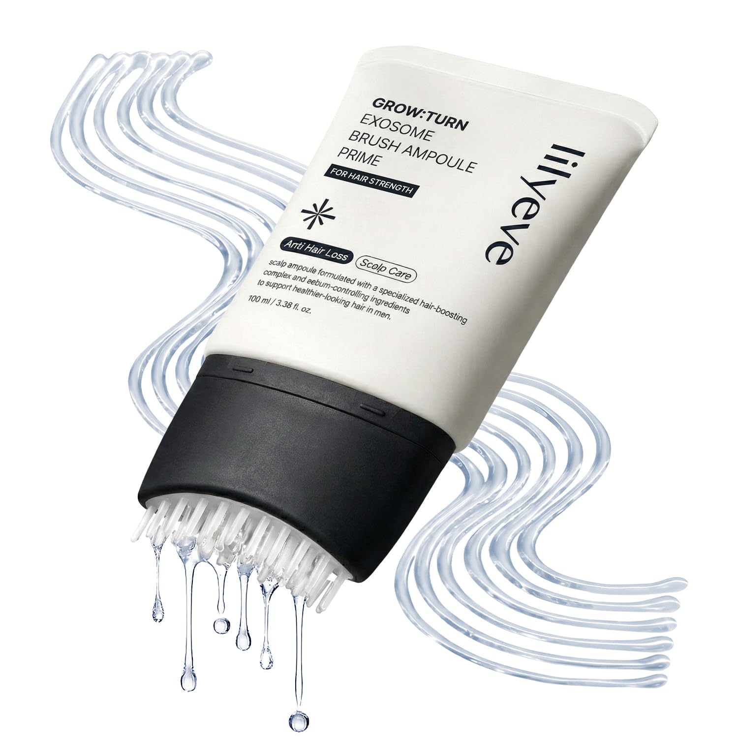 lilyeve GROWTURN Exosome Brush Ampoule Prime for Man, Built-in Brush, Heartleaf-Derived Exosomes to Revitalize, for Male Pattern Hair Loss, Korean Hair Care, 3.38 fl. oz.