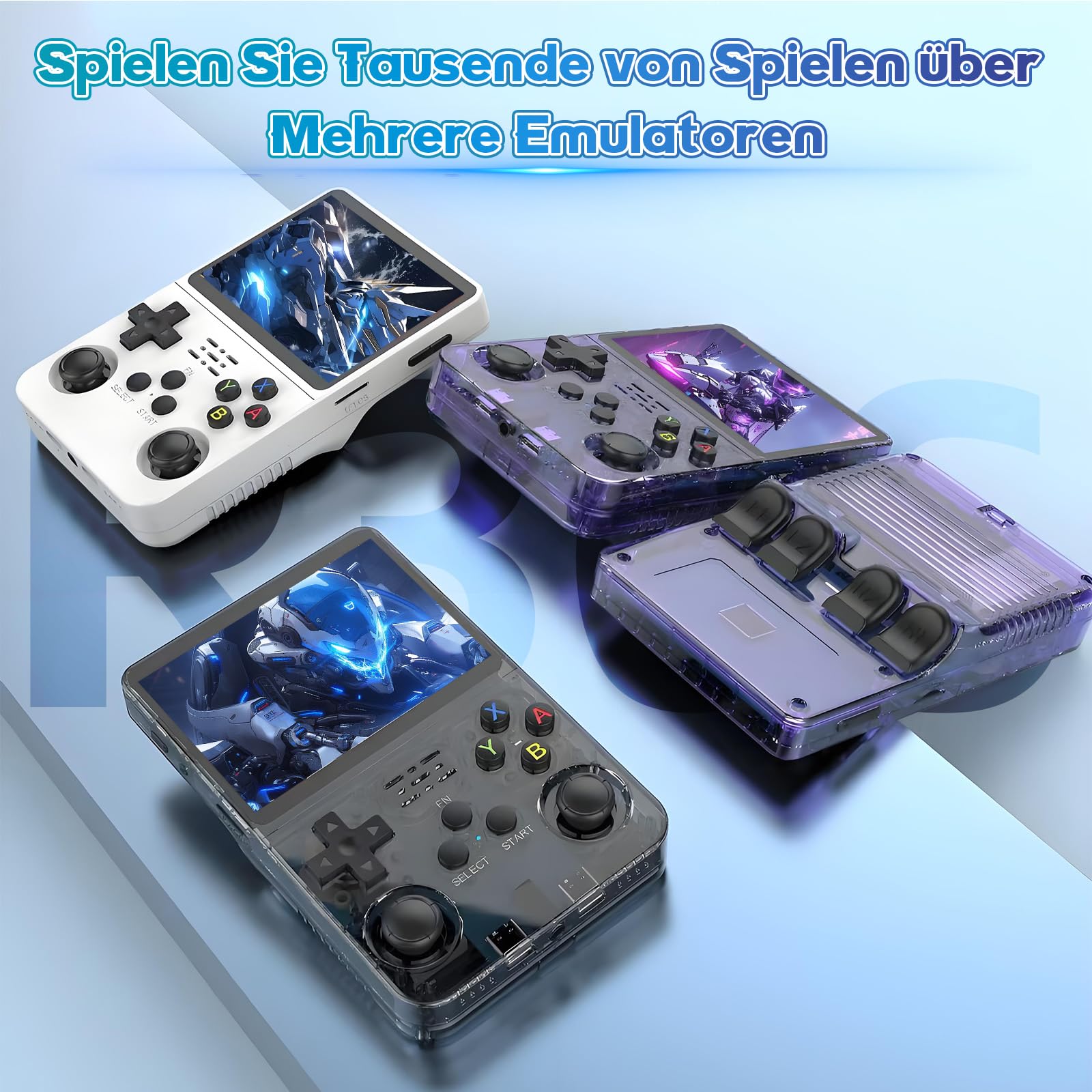 R36S Retro Handheld Spielkonsole, Retro Konsole 3,5-Zoll-IPS-Bildschirm, 128 G über 40.000 Spiele, tragbare Spielkonsole für Kinder und Erwachsene, unterstützt mehrere Emulatoren (Lila)