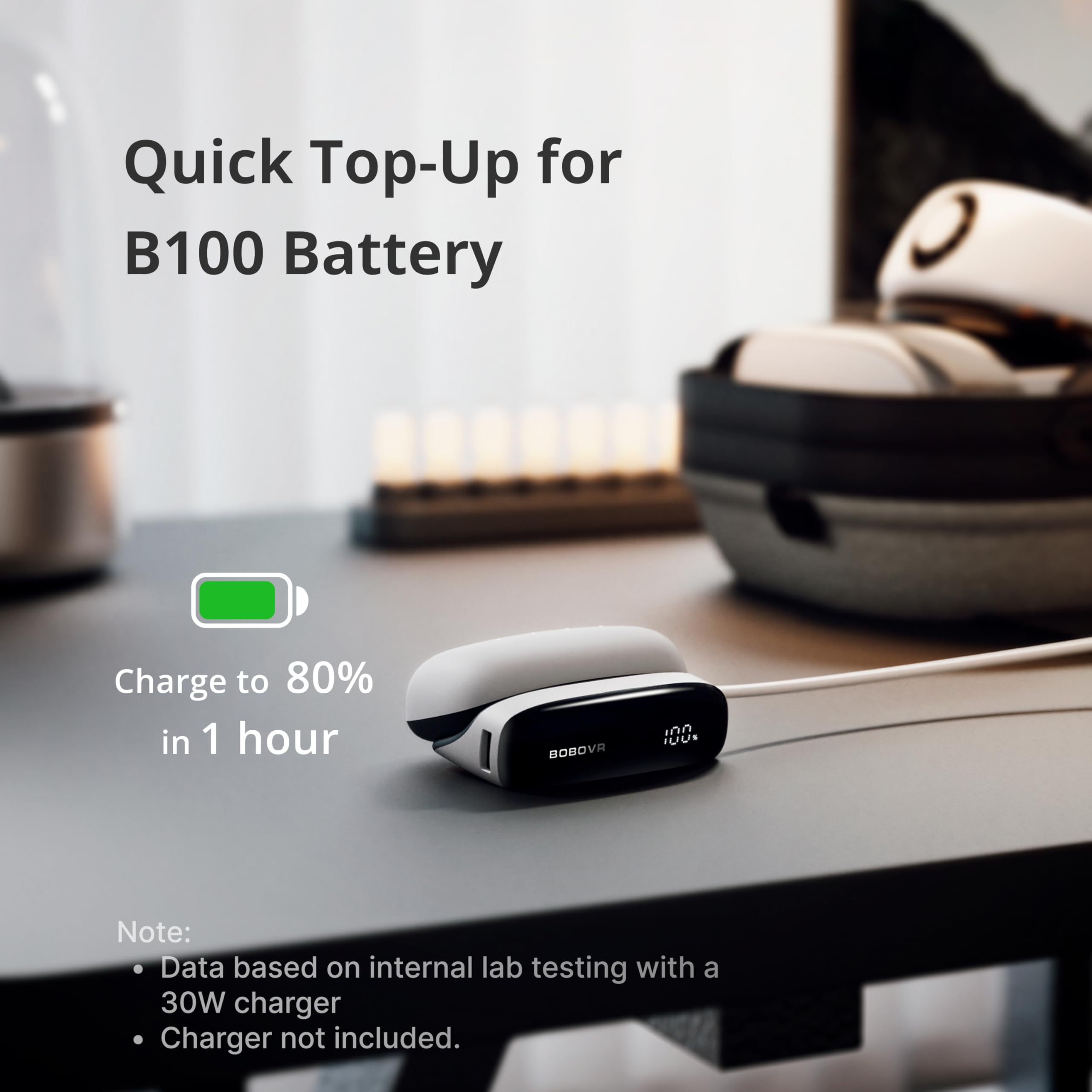 BOBOVR PD100 2-in-1 stacja ładująca & 30W USB-C PD Powerbank do Akumulatora B100-Dwukierunkowe Szybkie ładowanie, Wbudowany Kabel, Wiele Portów (Combo (Dock + 1× B100 Battery))