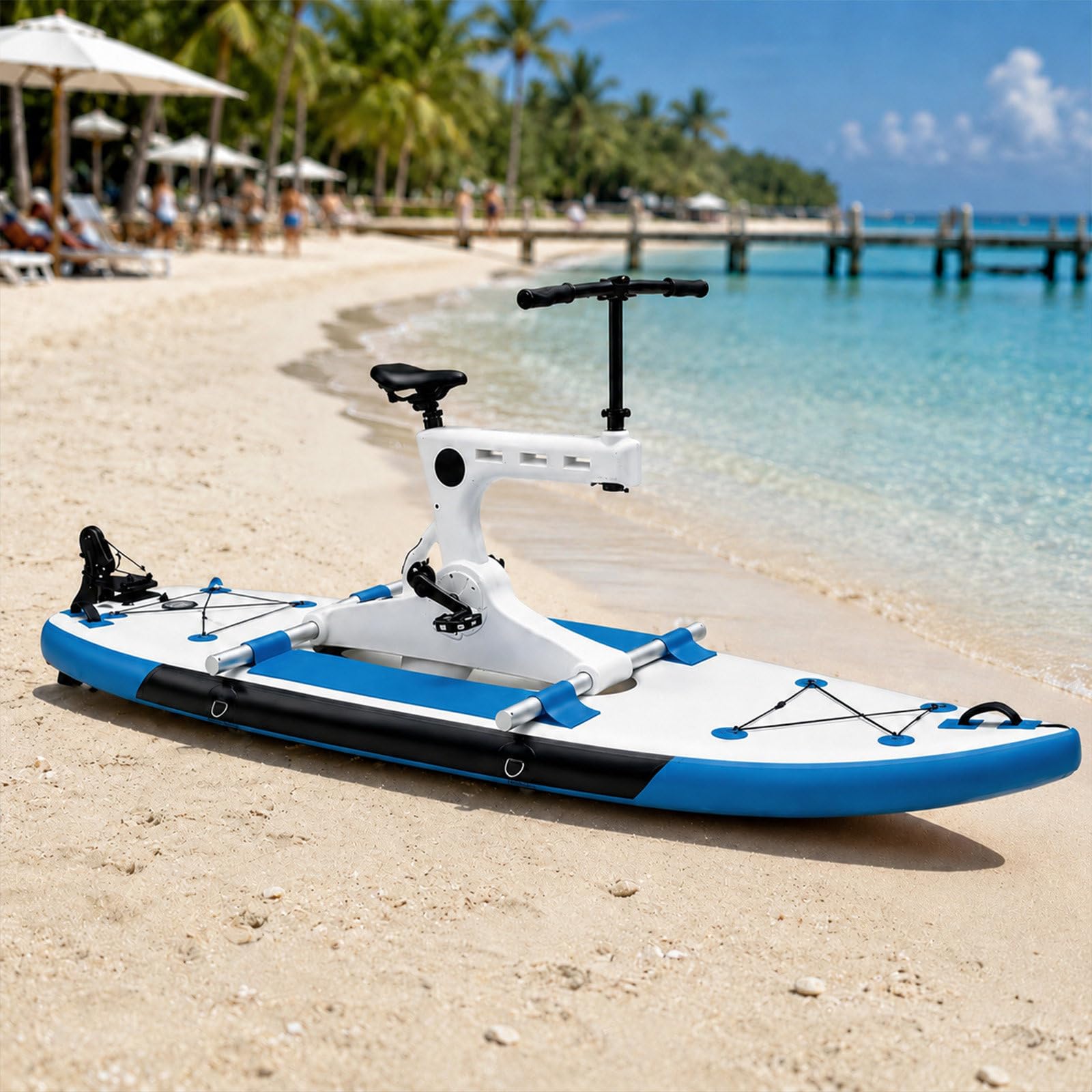 QJJML Inflatable Water Bike, Water Bike, Pedal Boat For Adults, Solo Water Bicycle For Lake, Beach Resort, Campground And Waterfront Rental Use,220kg Capacity + 7km/h Speed Blue