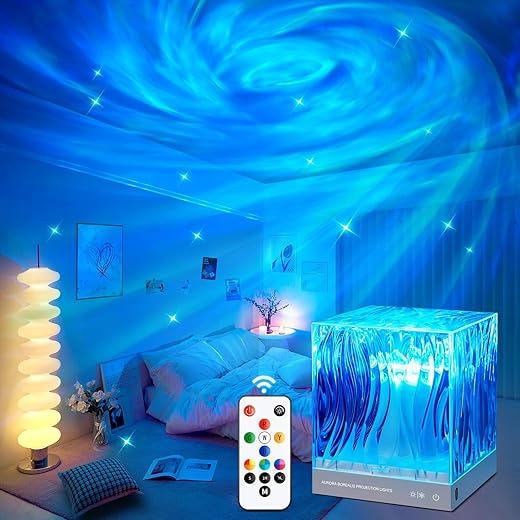 One Fire Flower Lamp Ambient Lighting for Bedroom,18 Colors Cool Things Water Ripple Lamp,Dimmable+Remote+Timer Space Projector Gifts for Women Who Have Everything,Pink Roses Romantic Bedroom Decor