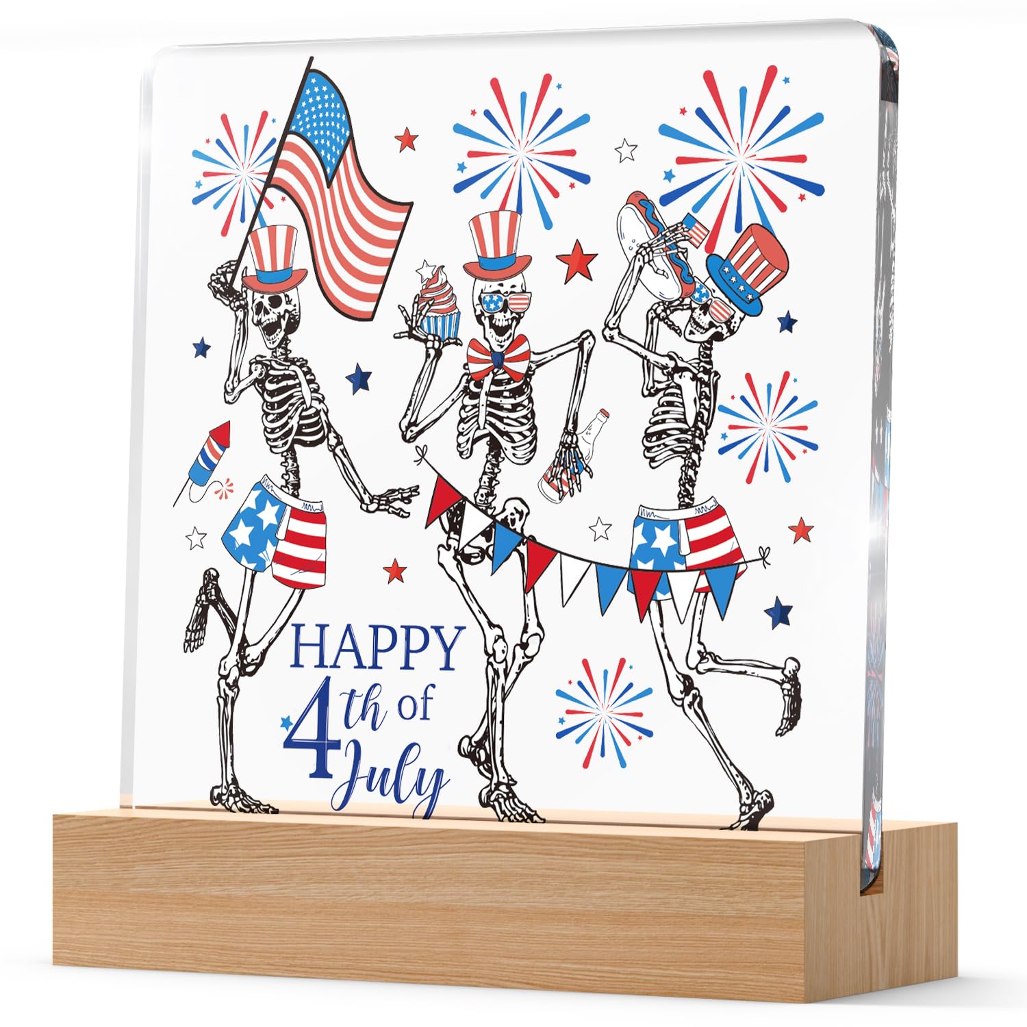 4th of july Skellies Patriotic Decorations for Independence Day Decor, Coquette Dancing Skeleton Gifts for Women, American Flag Stars and Stripes