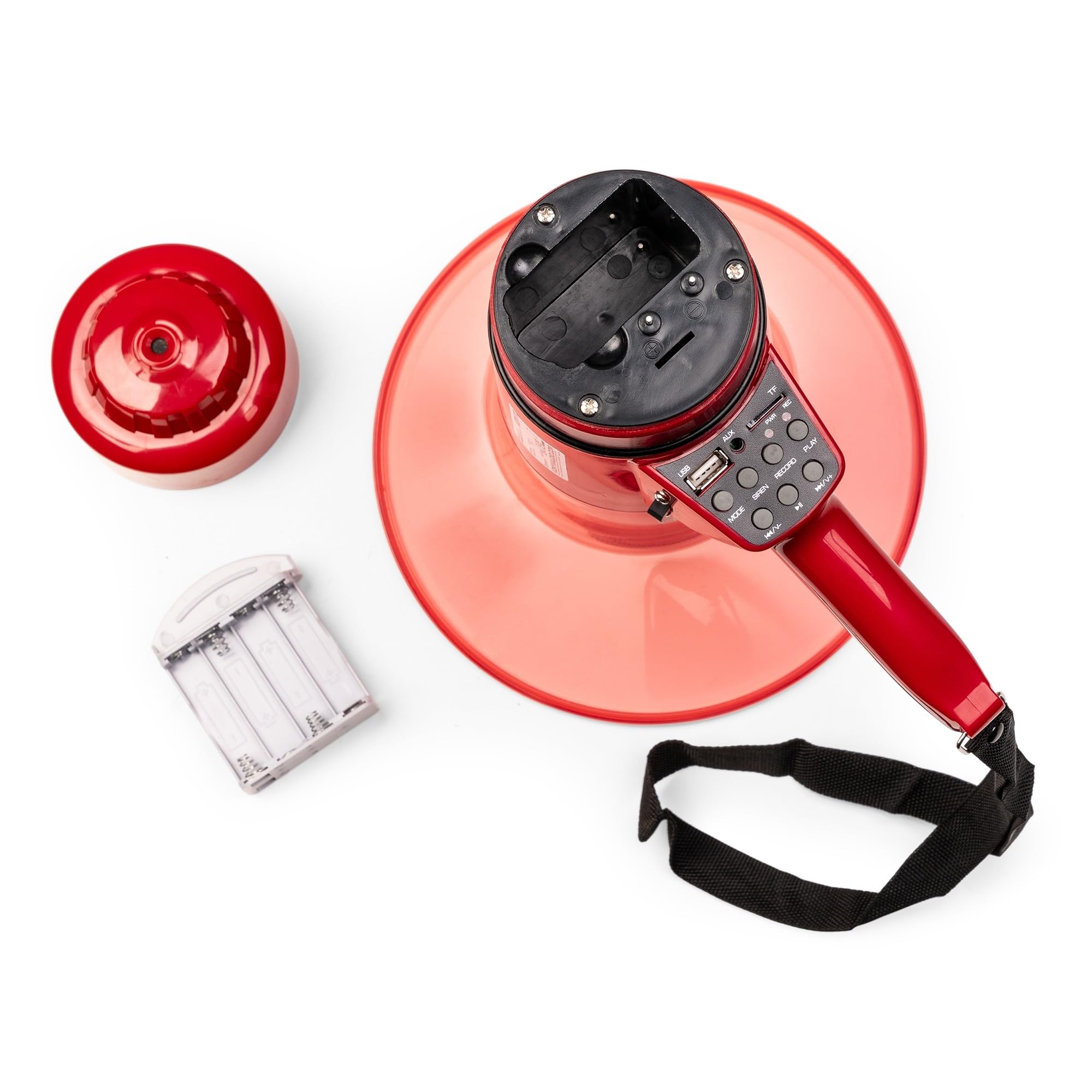 VONYX MEG050L Mégaphone avec Lampe Torche 50W, Idéal pour Manifestations et Matchs Sportifs - Jusqu’à 1 km, Bluetooth & Lecteur MP3, Poignée avec Dragonne, Imperméable