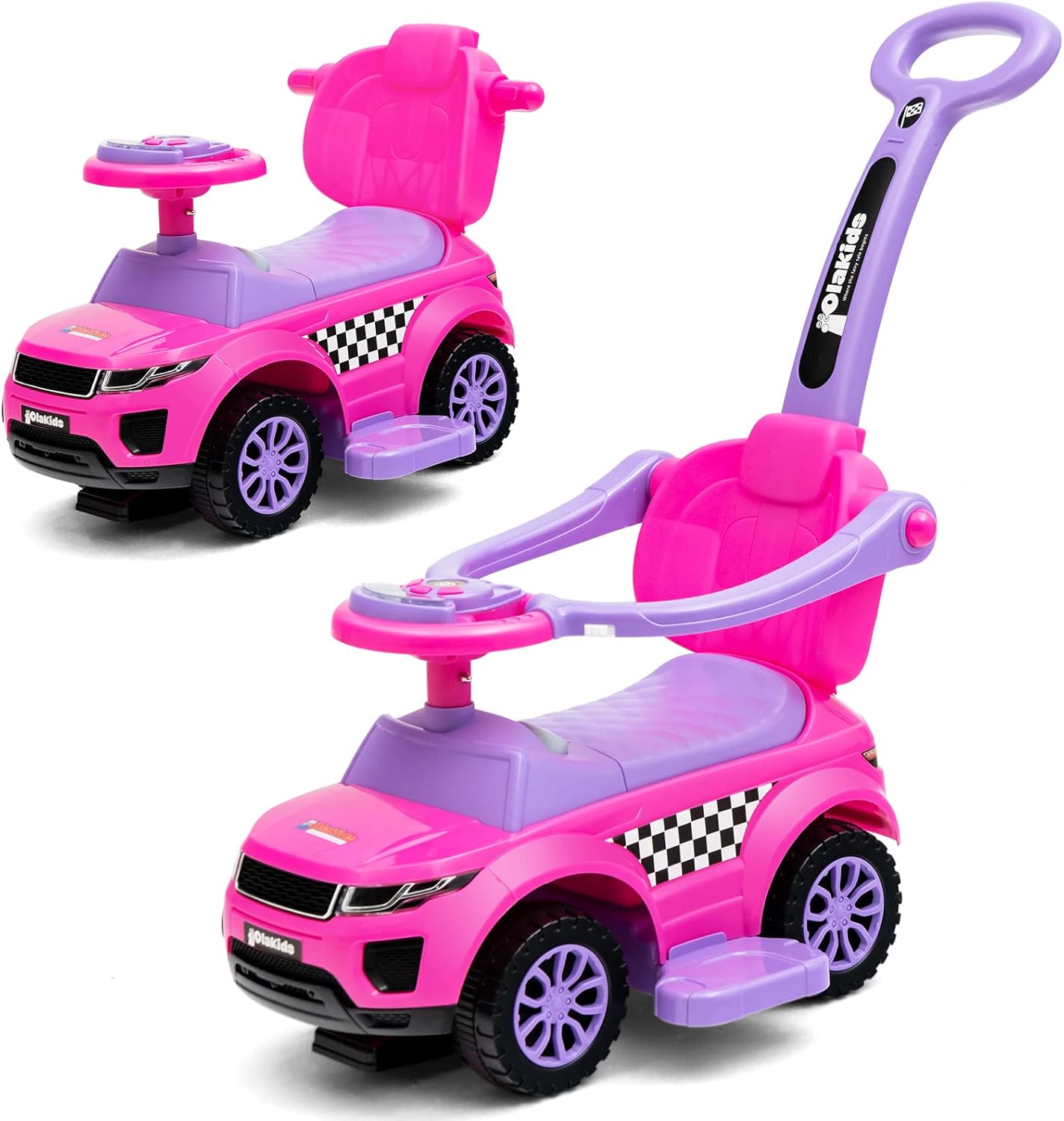 OLAKIDS 4 in 1 Ride on Push Car, Toddlers Stroller Sliding Walking with Horn, Music, Lights, Removable Guardrails and Handle, Underneath Storage, Baby Foot-to-Floor Walker Boys Girls (Pink) OLAKIDS 4 in 1 Ride on Push Car, Toddlers Stroller Sliding Walking with Horn, Music, Lights, Removable Guardrails and Handle, Underneath Storage, Baby Foot-to-Floor Walker Boys Girls (Pink)