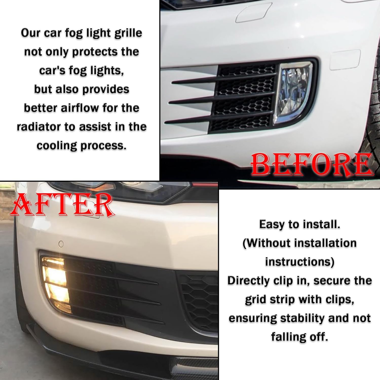 For Volkswagen For VW Golf 6 MK6 VI GTI R R20 2008-2013 Front Fog Light Air Vent Grill Cover Trim pair