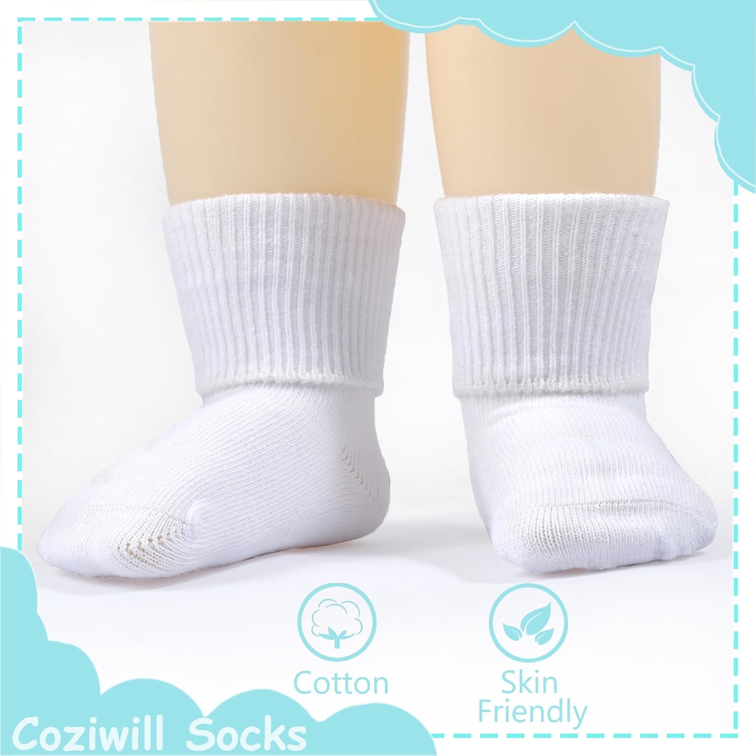 Baby Socks Girls Seamless Crew Newborn Socks Baby Boys Infant Turn Cuff Sock Baptism 0-12 months 6 Pack - Image 6