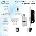 Godrej Mortise Lock | Handle Lock Set for Main & Internal Doors | NEH 19 Home Décor Handle | Satin Steel Finish | 9 Inch Lockbody | 70mm 1CK Cylinder Knob from Inside Key Outside | 3 Keys gallery image