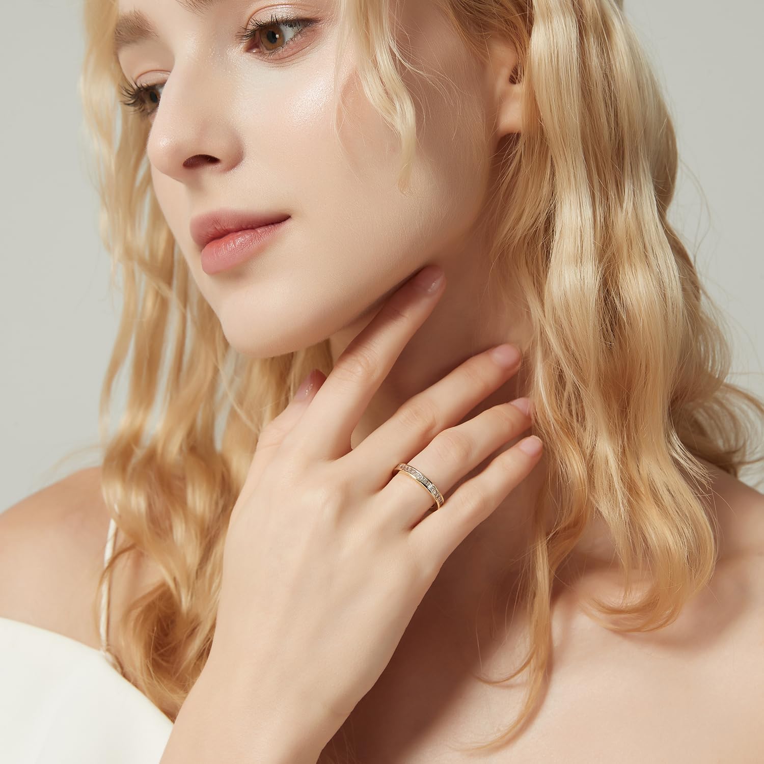 SHINYSO Wedding Band for Women Princess Cut Cubic Zirconia CZ Ring Eternity Band Engagement Stacking Promise Rings for Her Size 4-10 - Image 5